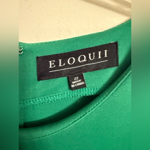 Eloquii Flare Sleeve Scuba Pencil MIDI Dress Plus Size Solid Emerald Green 22 - Picture 3 of 5